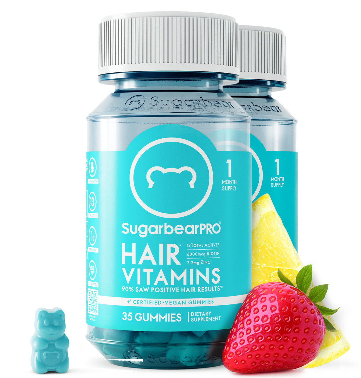 Bouteilles de gummies SugarBearHair avec 70 gummies au total