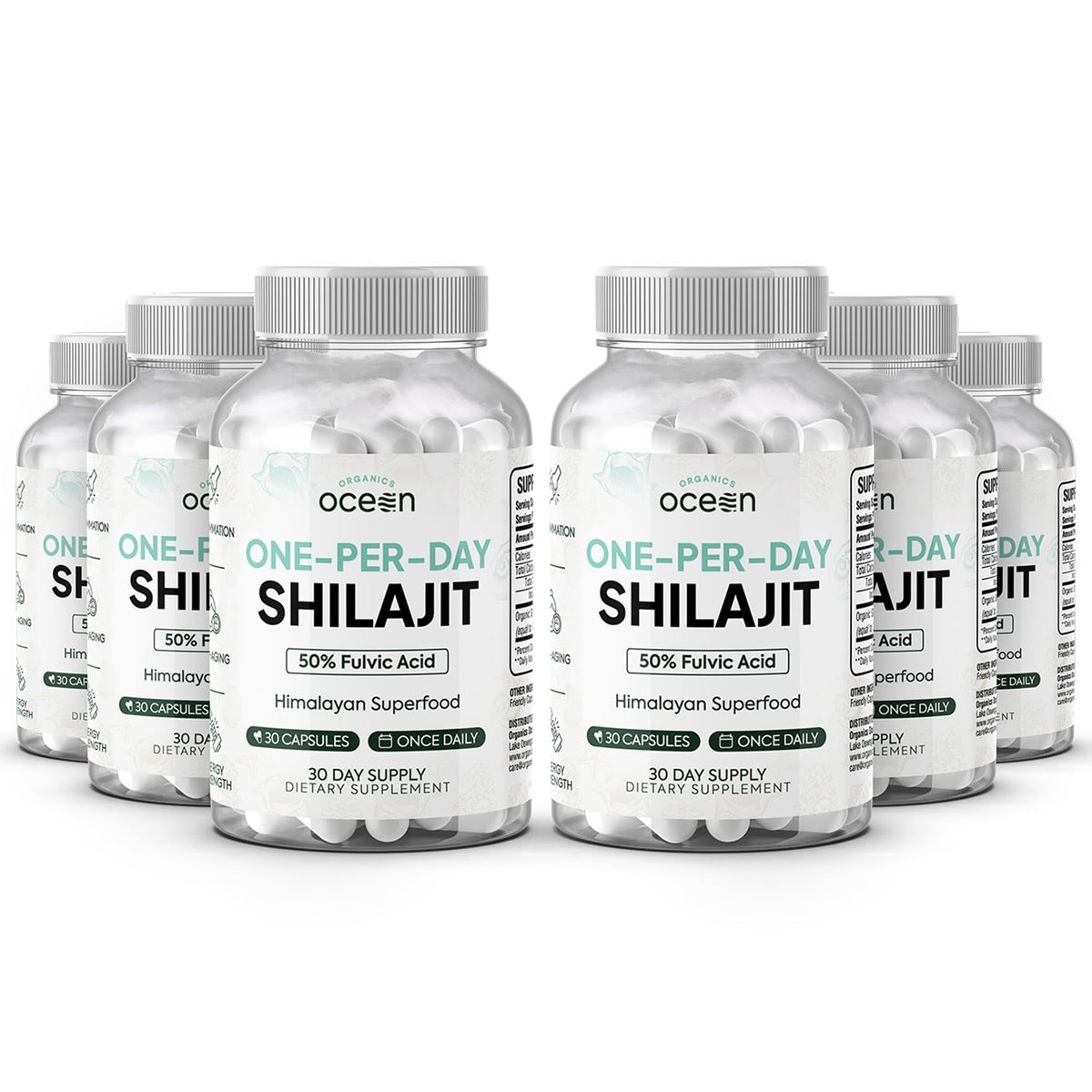 Bouteilles de Shilajit Organics Ocean en capsules, 6 unités