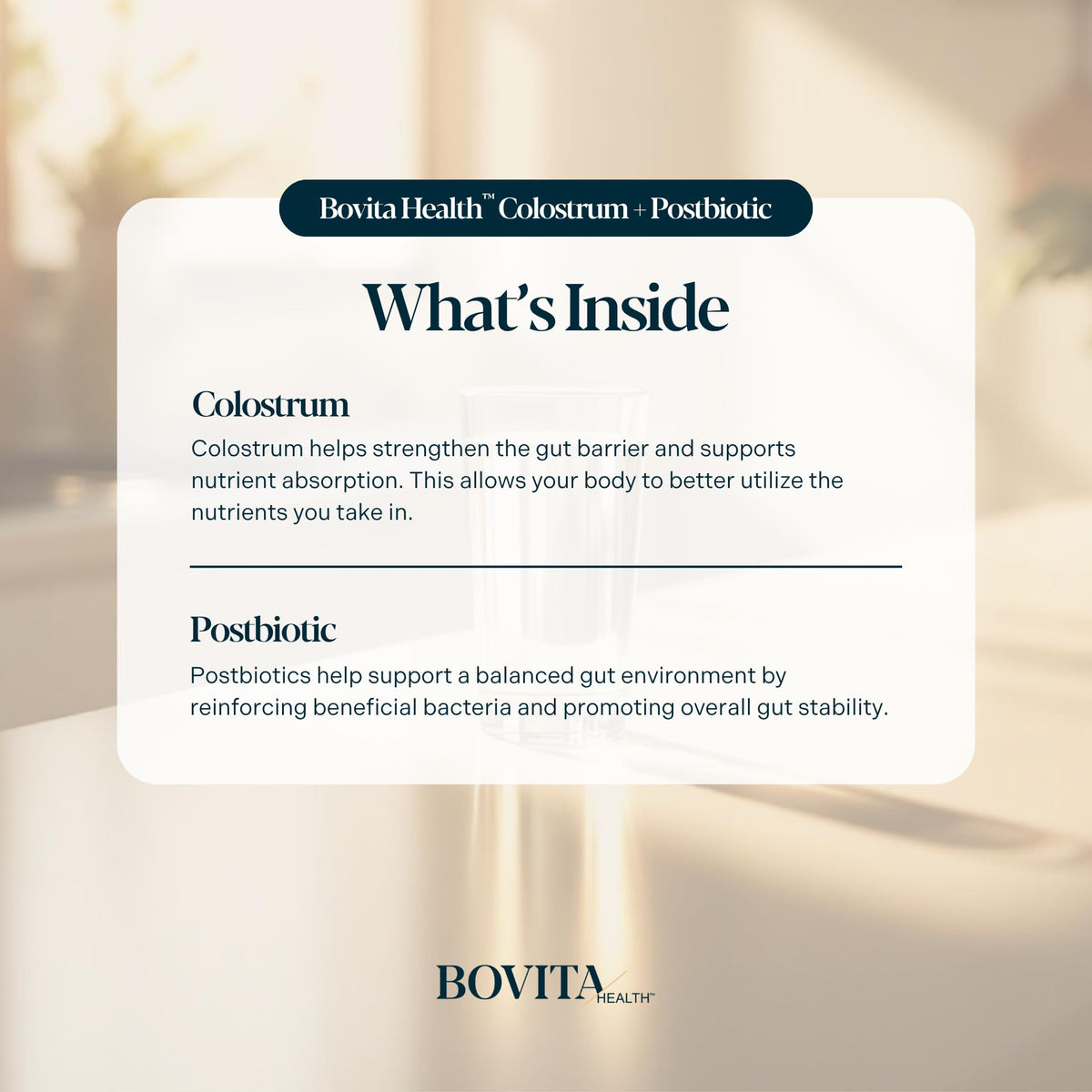 Bovita Health Complément Alimentaire en Poudre Colostrum + Postbiotique 200g cuillère doseuse