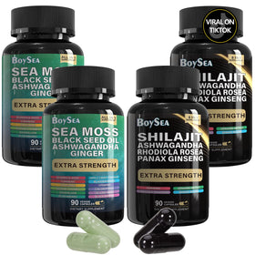 Boysea Bundle Shilajit et Algues Marines - vue avant des bouteilles