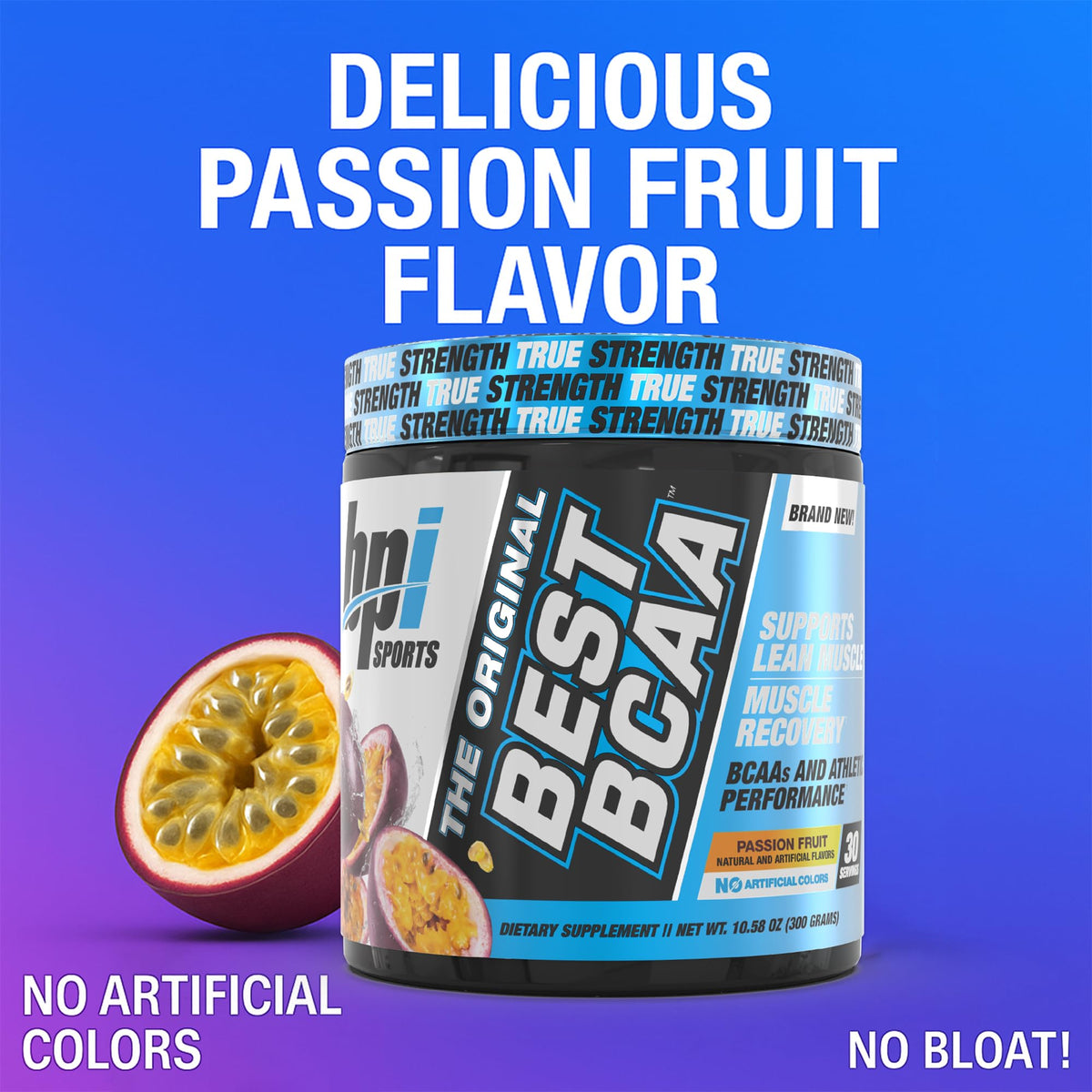 BPI Sports BCAA en Poudre 372g côté avec scoop inclus