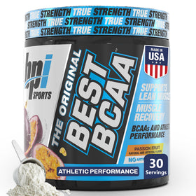 BPI Sports BCAA en Poudre 372g vue avant avec étiquette fruit de la passion