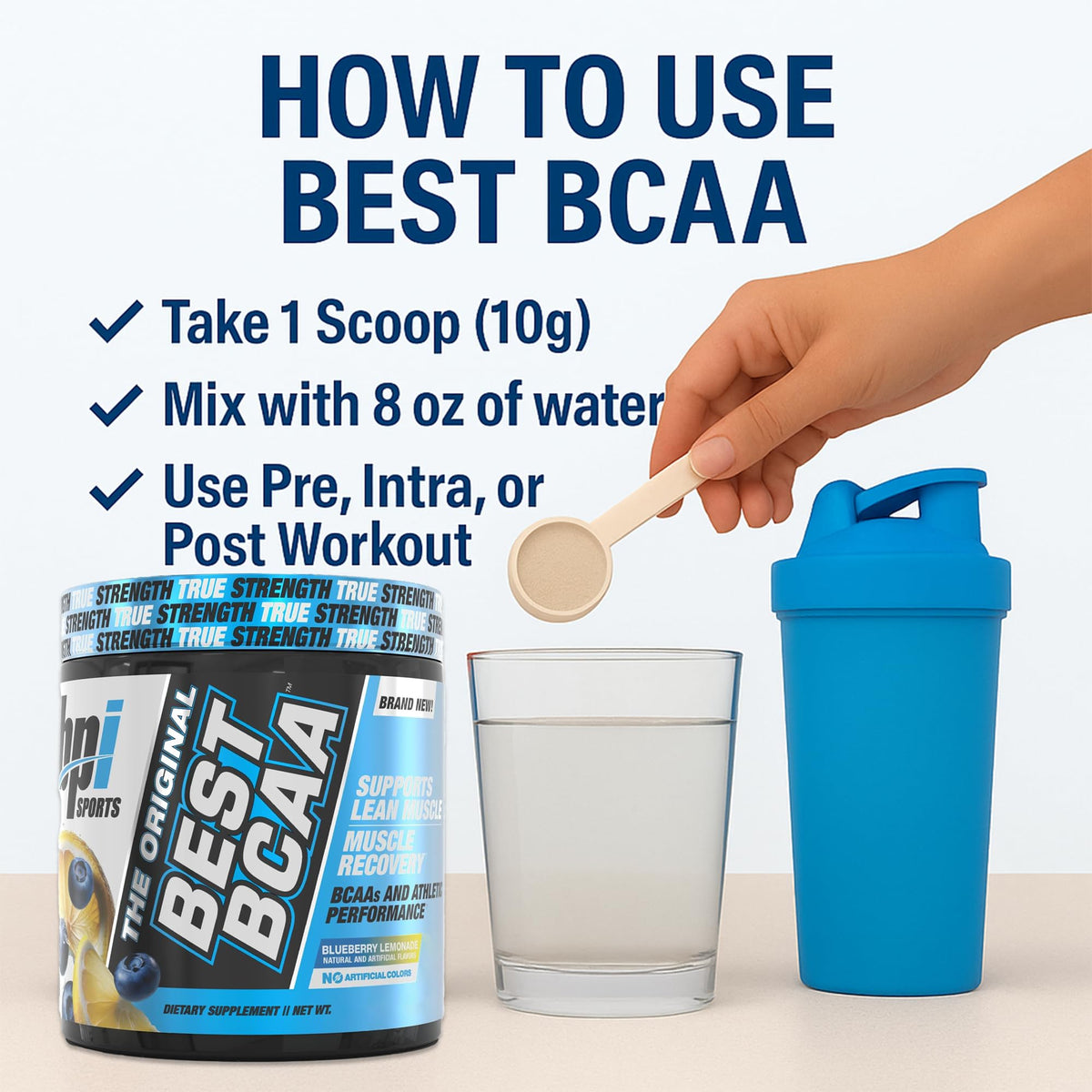 BPI Sports BCAA en Poudre, vue arrière de l'emballage