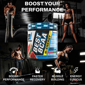 BPI Sports BCAA Poudre Pastèque Glacée dans un verre d'eau