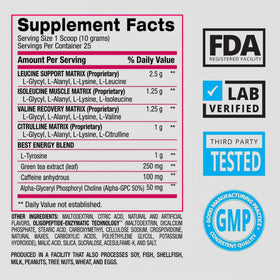 BPI Sports BCAA Poudre Pastèque Glacée sur une table
