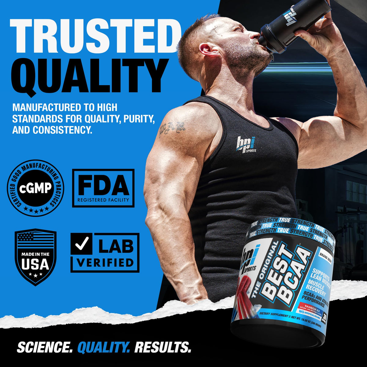 BPI Sports BCAA Rainbow Ice 358g en préparation dans un shaker