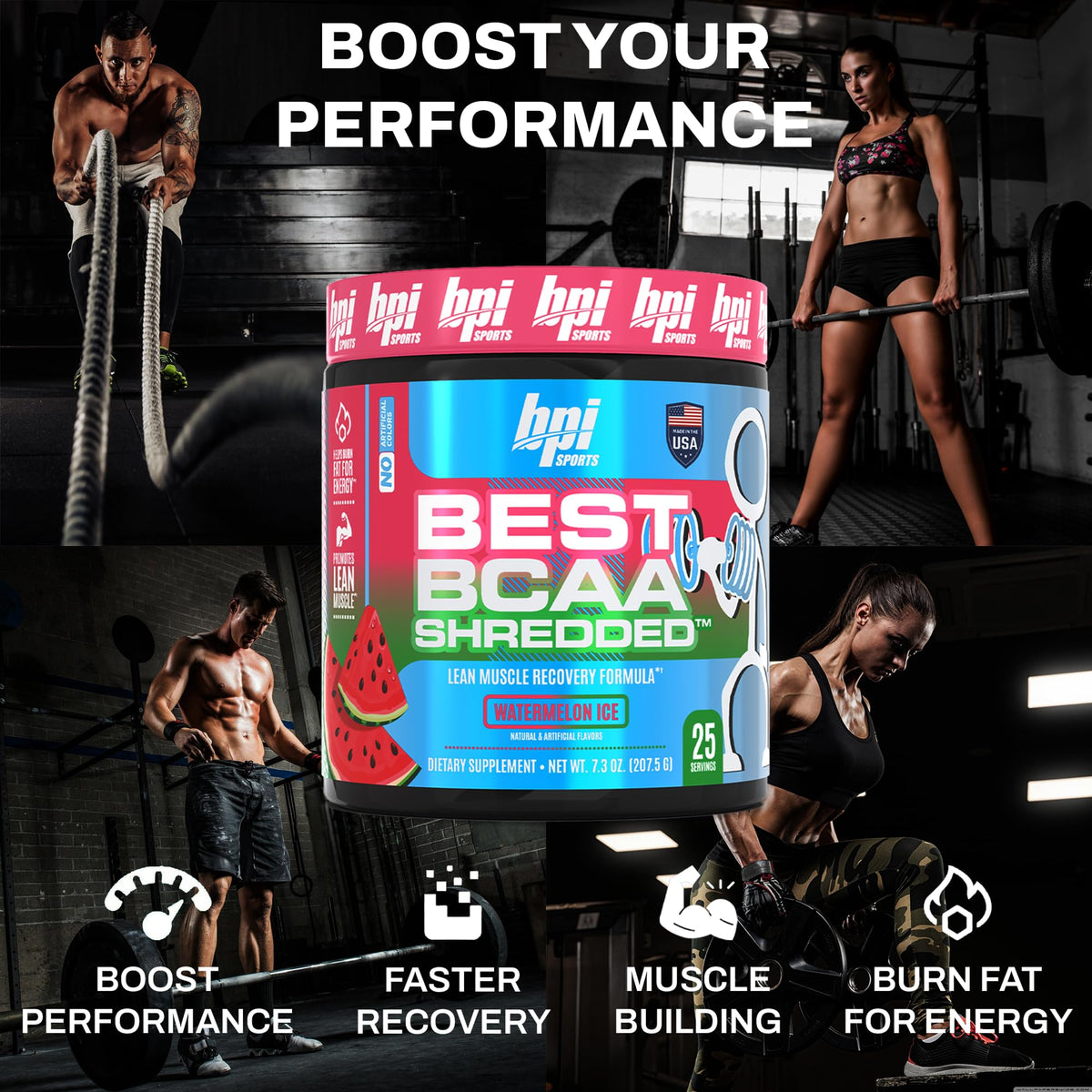 BPI Sports BCAA Shredded 340g en poudre dans un verre d'eau