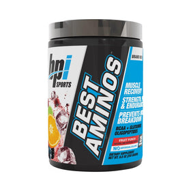 BPI Sports Best Aminos Poudre BCAA 320g - Goût Fruit Punch - vue de côté
