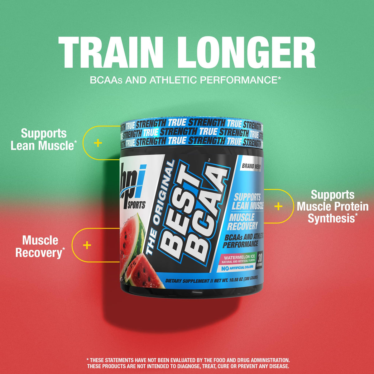 BPI Sports Best BCAA Poudre 372g vue de côté avec bouchon
