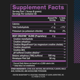 BPI Sports Best Creatine Poudre 358g en vue de près de la texture de la poudre