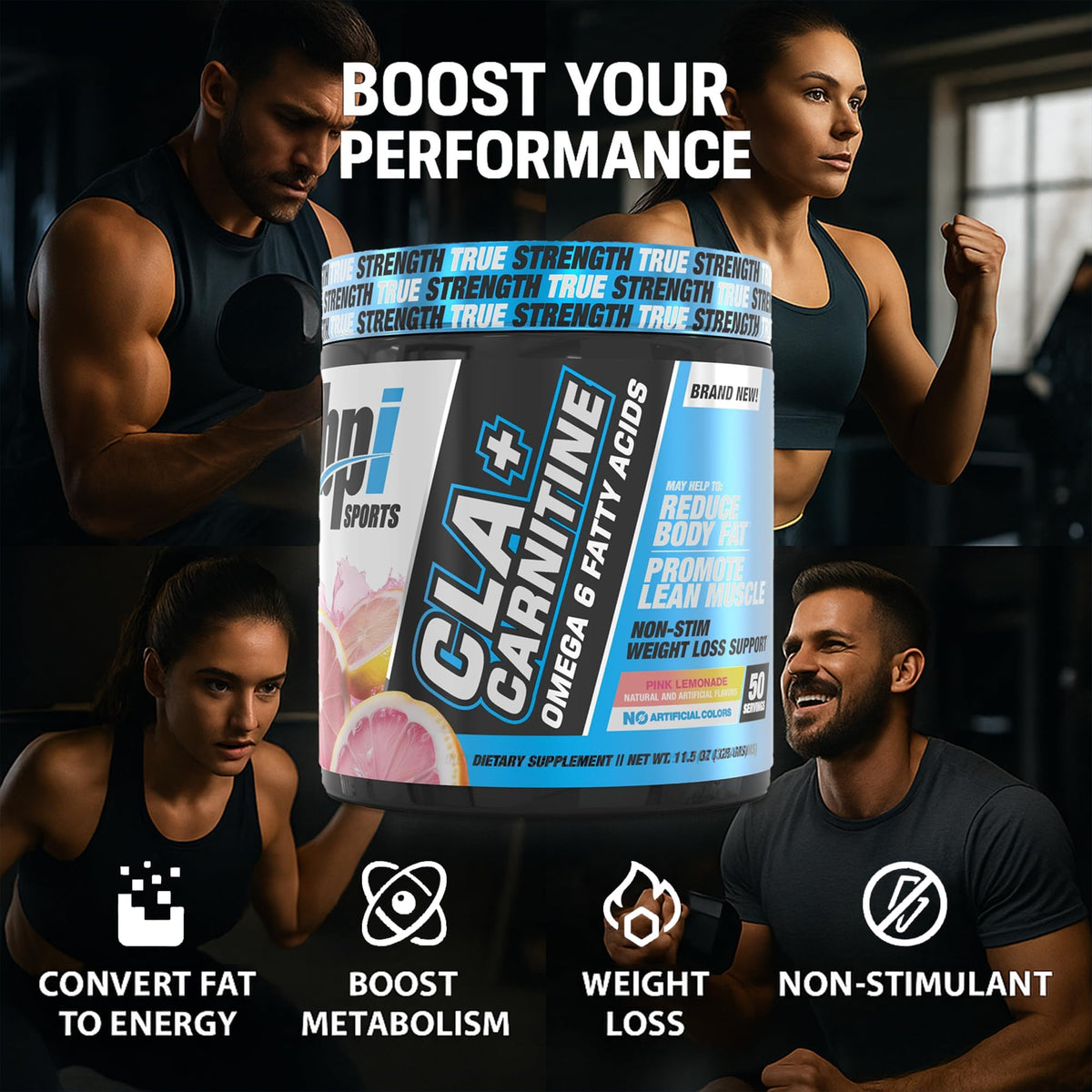 BPI Sports CLA+Carnitine 390g étiquette avec ingrédients