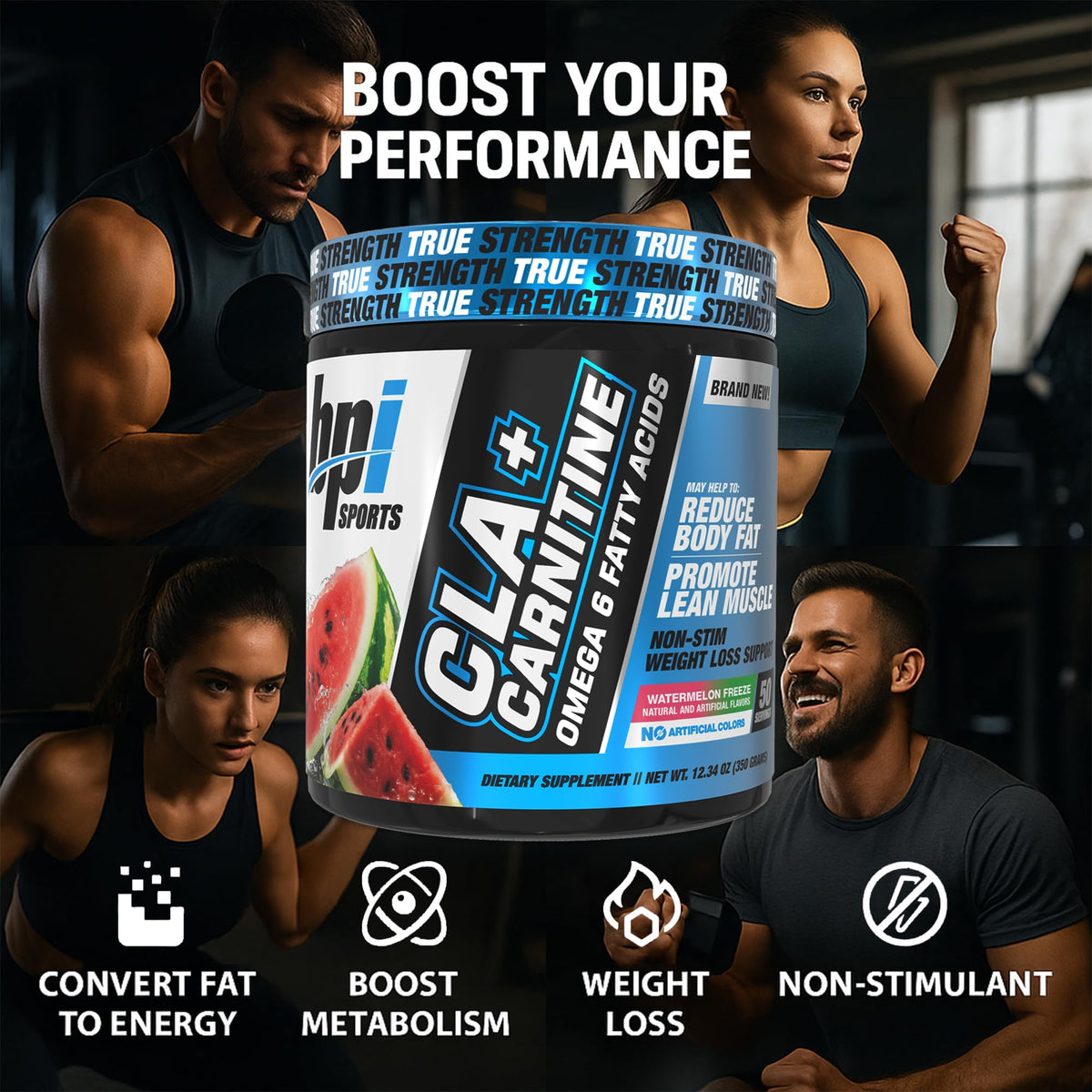 BPI Sports CLA+Carnitine 420g en poudre dans un verre