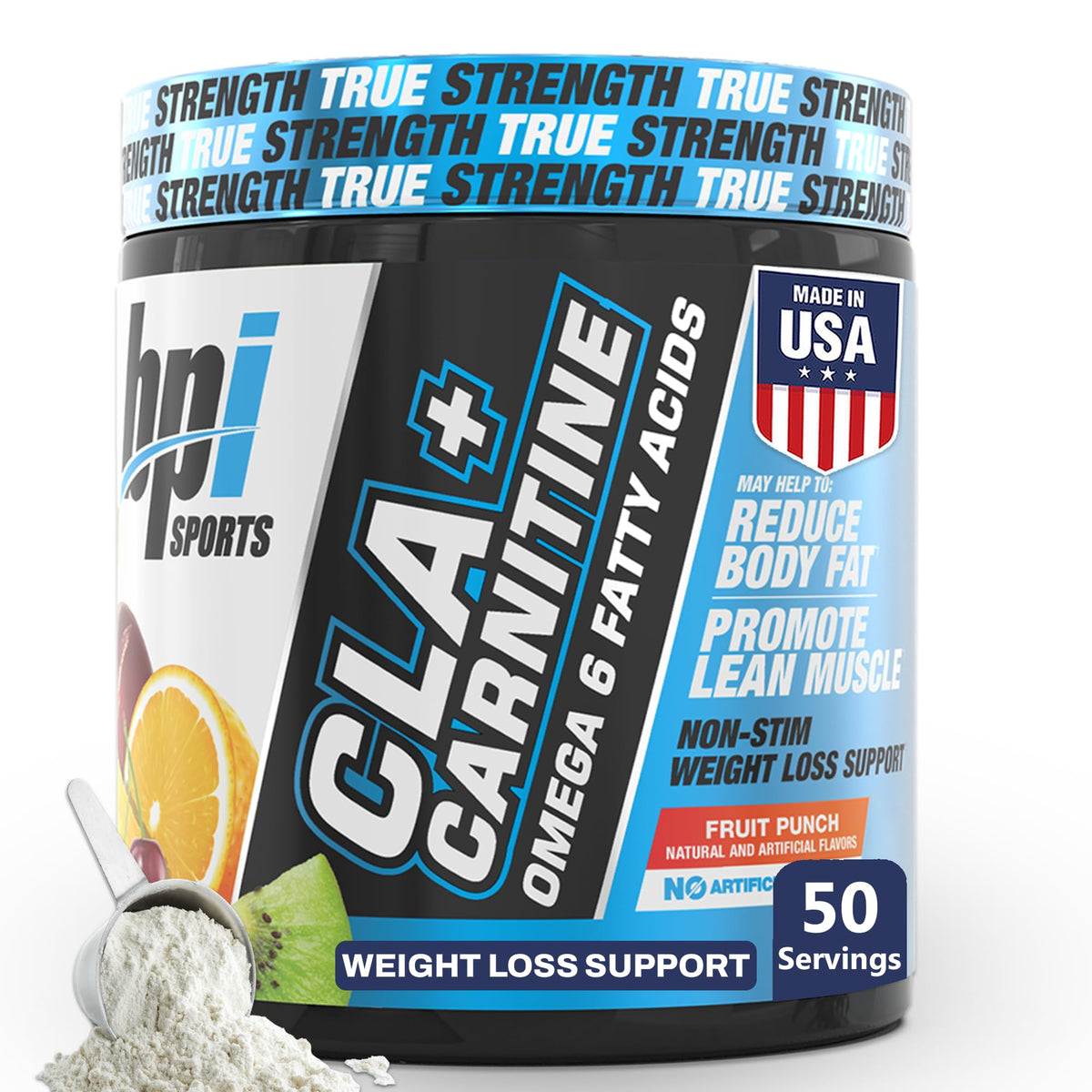 BPI Sports CLA + Carnitine 440g pot vue de face