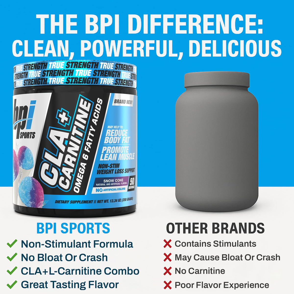 BPI Sports CLA + Carnitine goût neige en poudre