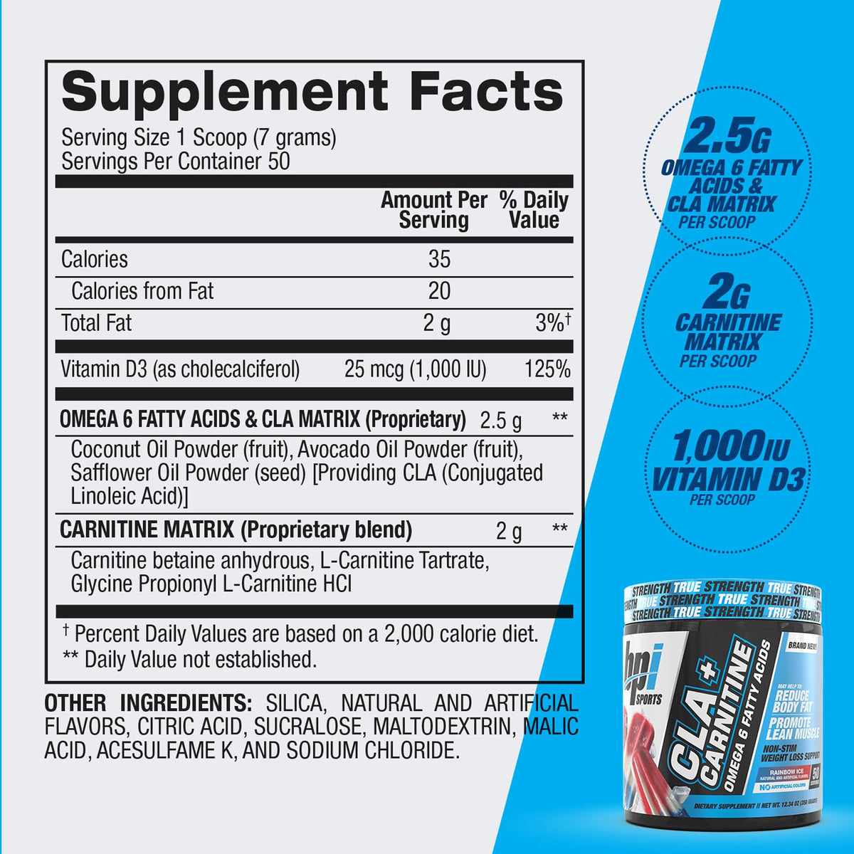 BPI Sports CLA + Carnitine Poudre 410g avec une cuillère doseuse
