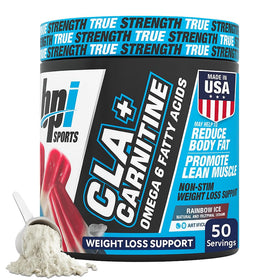 BPI Sports CLA + Carnitine Poudre 410g saveur Rainbow Ice vue de face