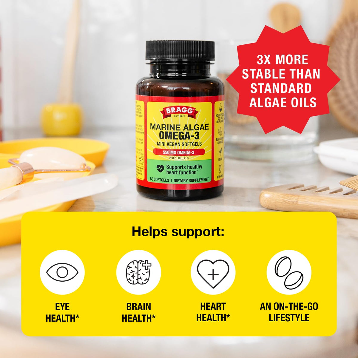 Bragg Capsules Omega-3 Végétales 90 Mini Gélules vue arrière