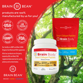 Brain Bean Collagène en Poudre 875g et un smoothie