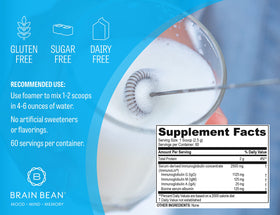 Brain Bean Complément Alimentaire Ultra Pur IgG 150g - mélange dans un verre d'eau