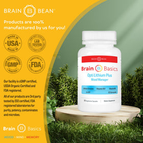Brain Bean Opti Lithium Plus 68g côté avec comprimés