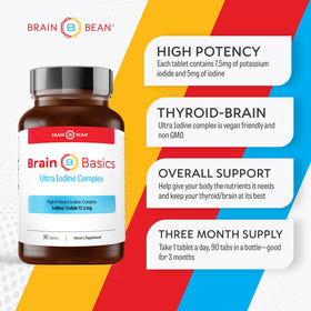Brain Bean Ultra Iodine Complex 12,5 mg comprimés sur une table