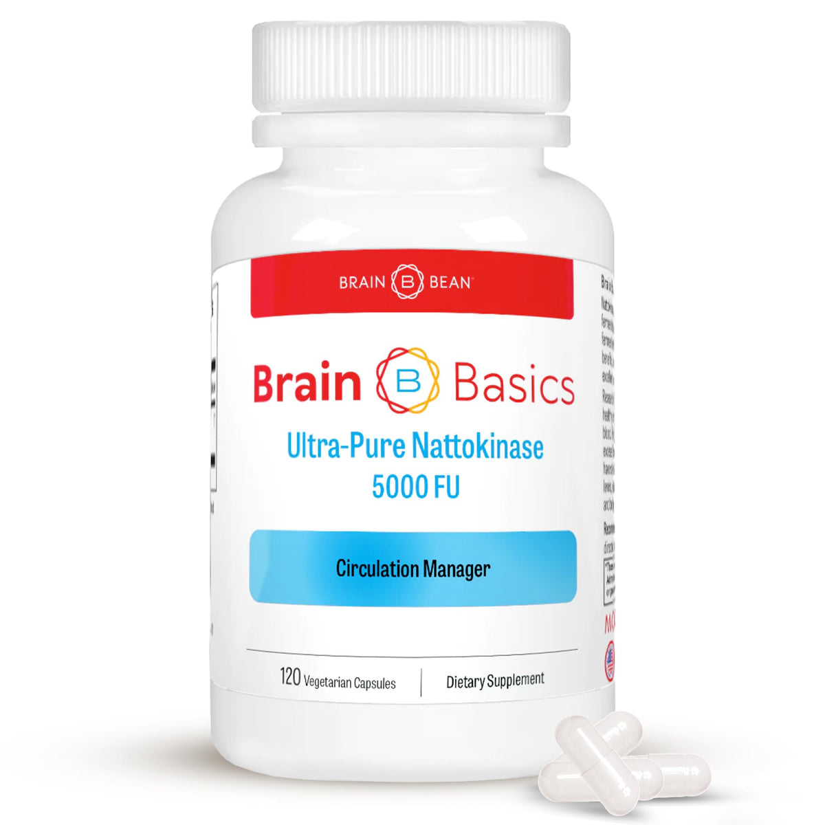 Brain Bean Ultra-Pure Nattokinase 5000 FU 120 capsules front view