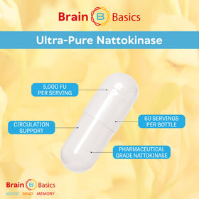 Brain Bean Ultra-Pure Nattokinase 5000 FU capsules in a health setting