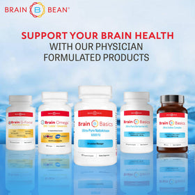 Brain Bean Ultra-Pure Nattokinase 5000 FU capsules with a glass of water