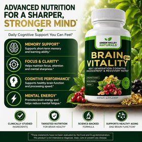 Brain Vitality Plus™ en bouteille avec fond blanc