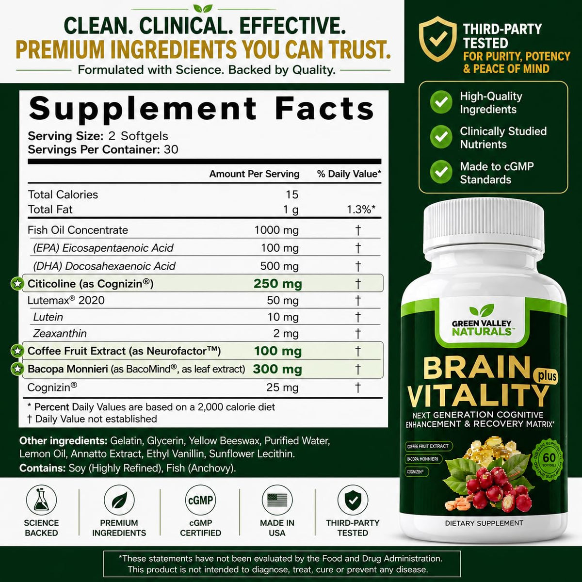 Brain Vitality Plus™ sur une étagère de produits de santé