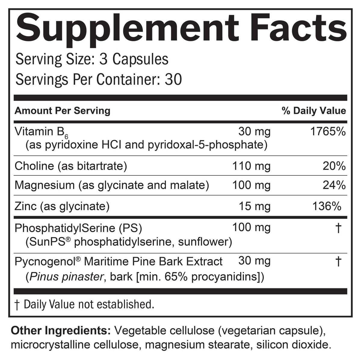 BrainMD Attention Support 90 capsules avec des ingrédients