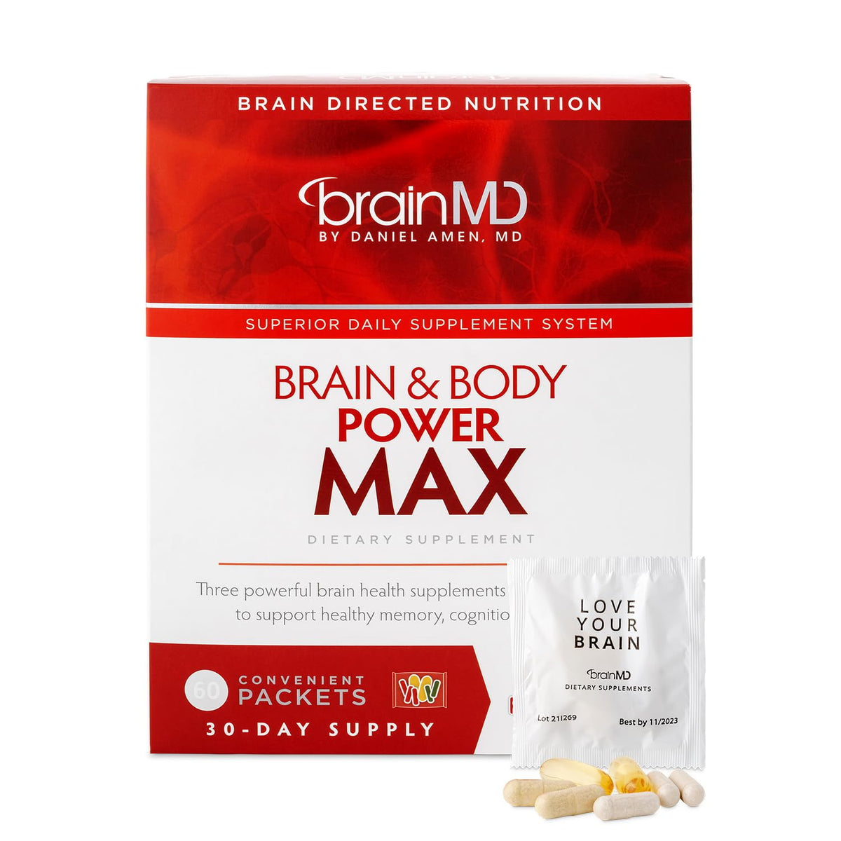 BrainMD Brain & Body Power Max 420 capsules vue de face