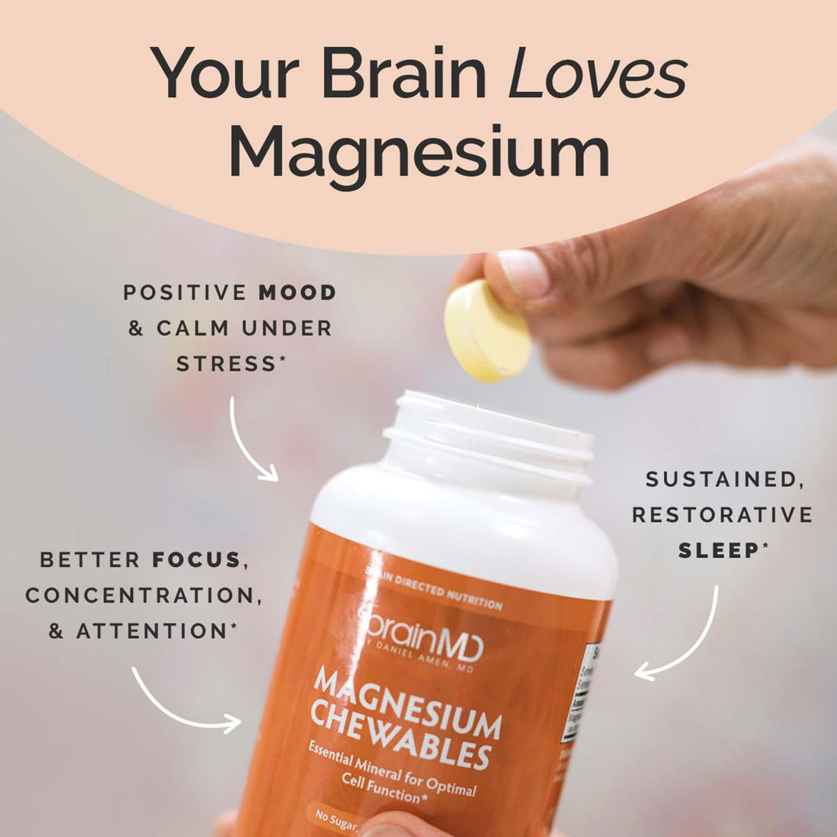 BrainMD Chewables de Magnésium Citrus - comprimés à mâcher