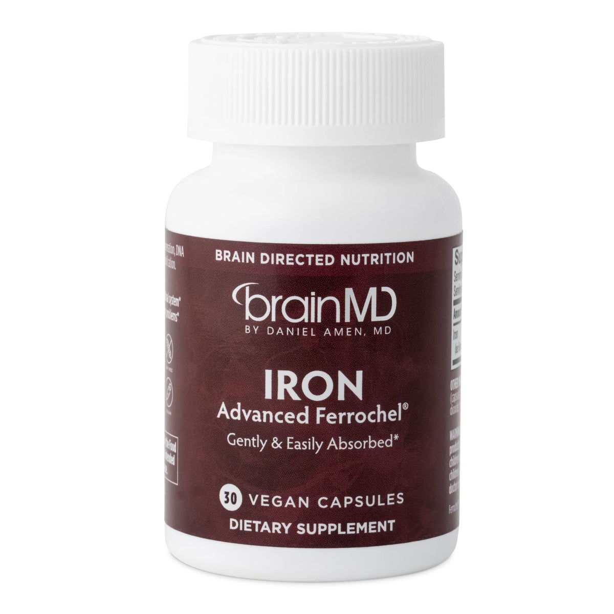 BrainMD Fer Ferrous Bisglycinate 30 Capsules - vue avant