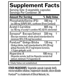 BrainMD Ginkgo Biloba capsules avec des ingrédients principaux