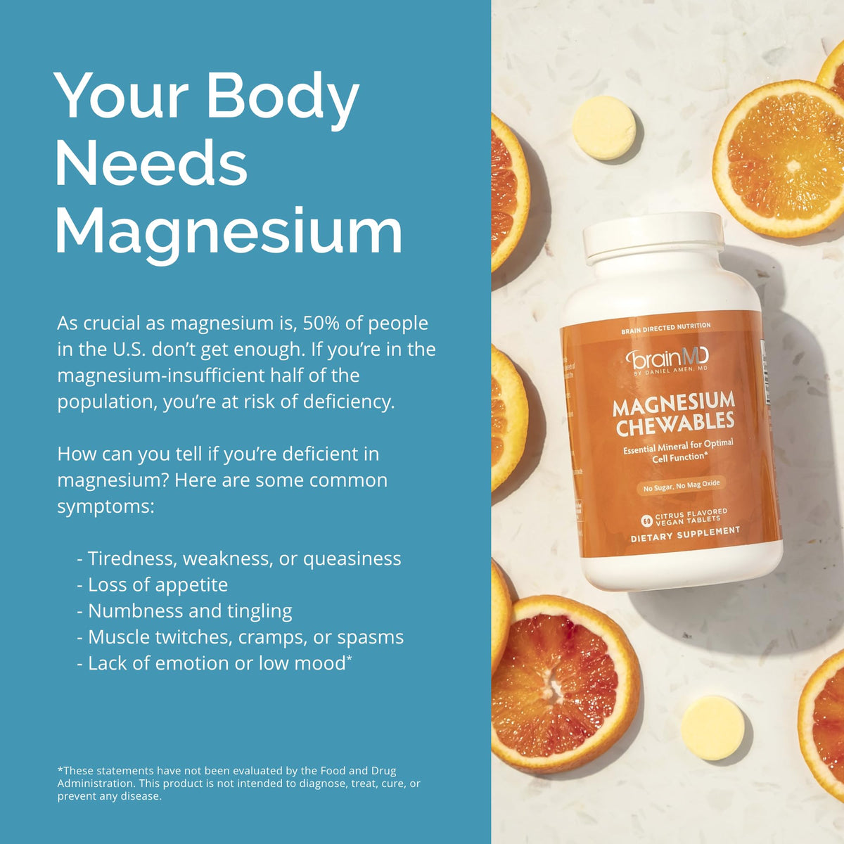 BrainMD Magnésium Agrumes, vue de dessus de l'emballage