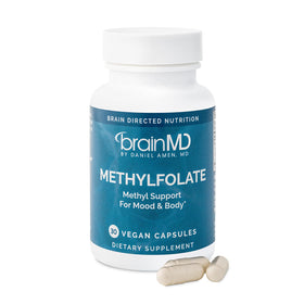 BrainMD Methylfolate 30 Capsules vue avant avec étiquette