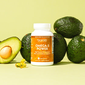 BrainMD Omega-3 Power 60 Capsules avec vue des ingrédients
