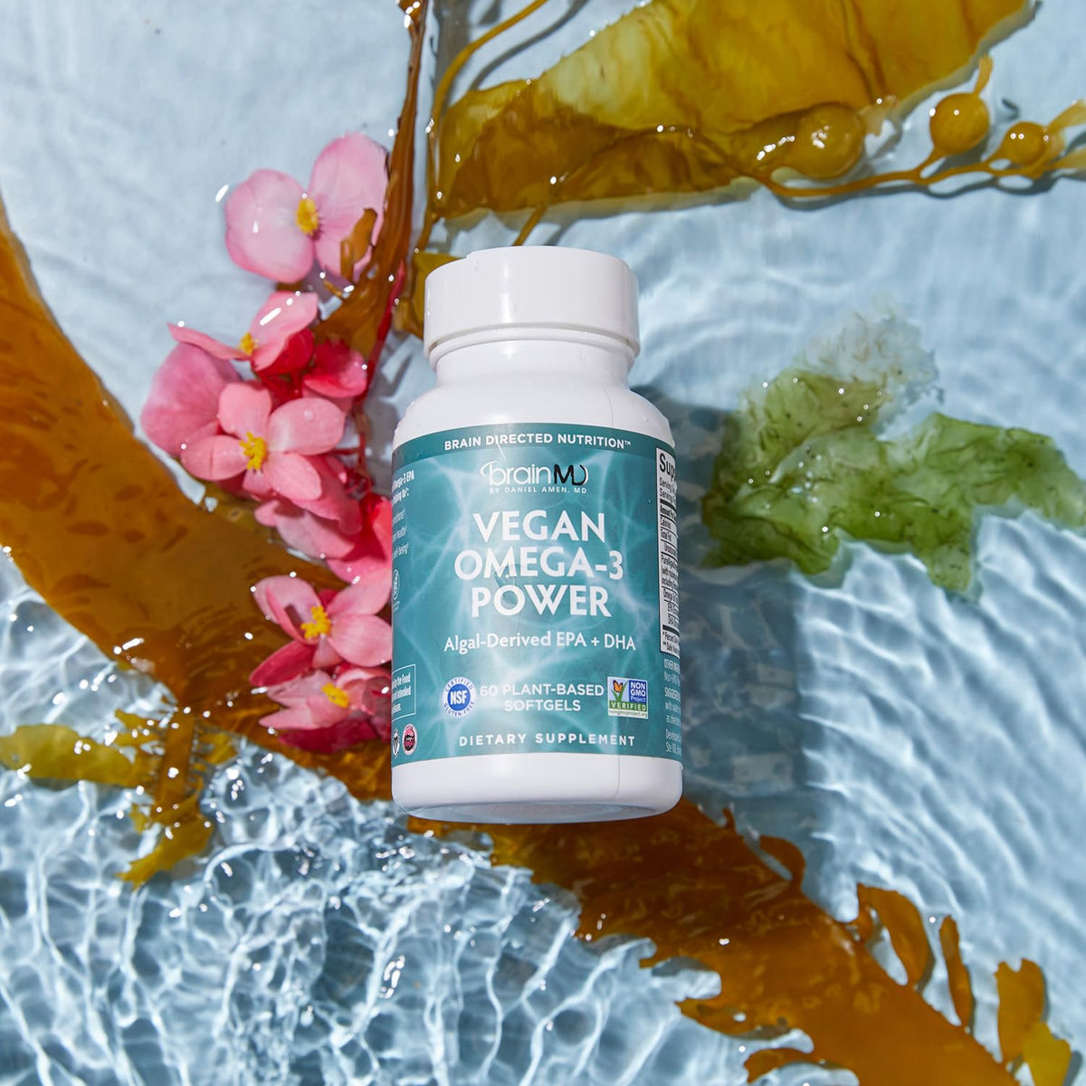 BrainMD Omega-3 Végétalien 1100 mg gélules avec boîte