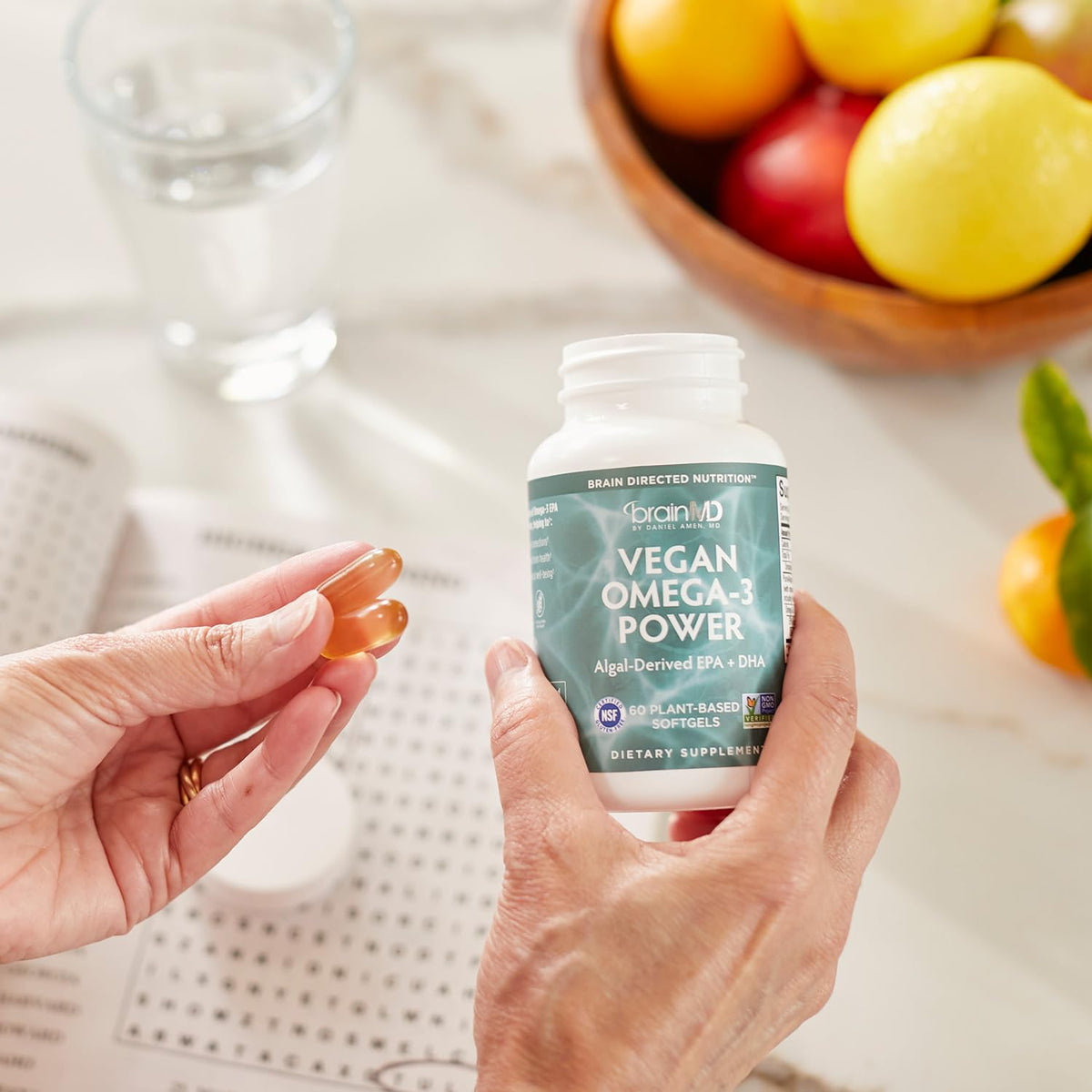 BrainMD Omega-3 Végétalien 1100 mg gélules avec dosage