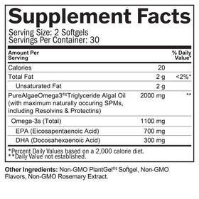 BrainMD Omega-3 Végétalien 1100 mg gélules sur table