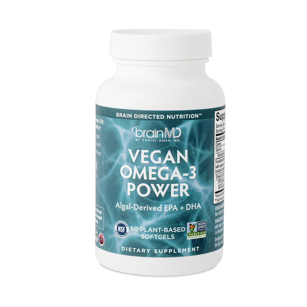 BrainMD Omega-3 Végétalien 1100 mg gélules vue avant