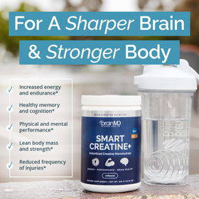 BrainMD Smart Creatine contenant avec informations nutritionnelles