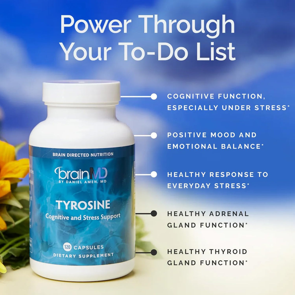 BrainMD Tyrosine flacon avec étiquette