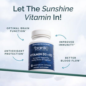 BrainMD Vitamine D3 + K2 capsules avec étiquette