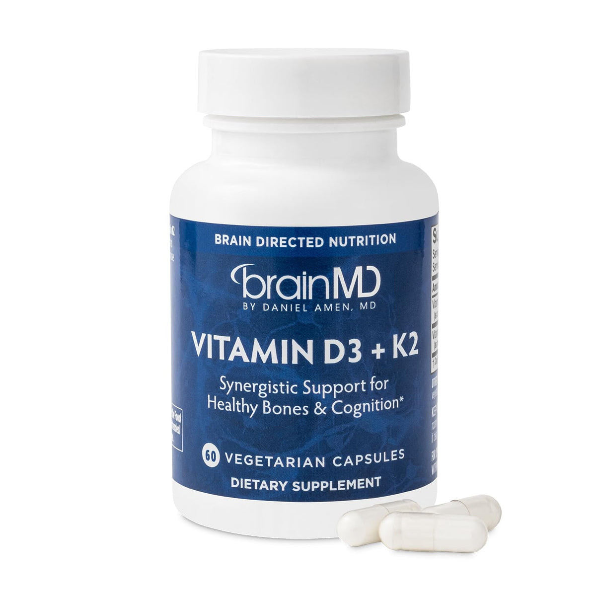 BrainMD Vitamine D3 + K2 capsules vue de face