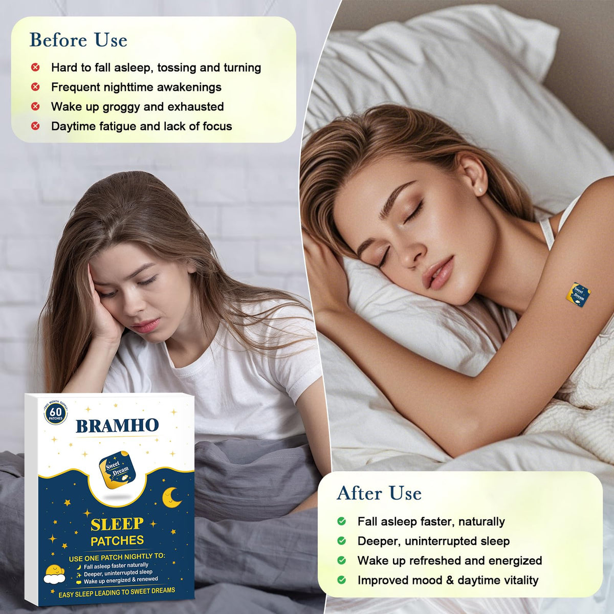BRAMHO Patches de Sommeil 120 Patches application sur peau