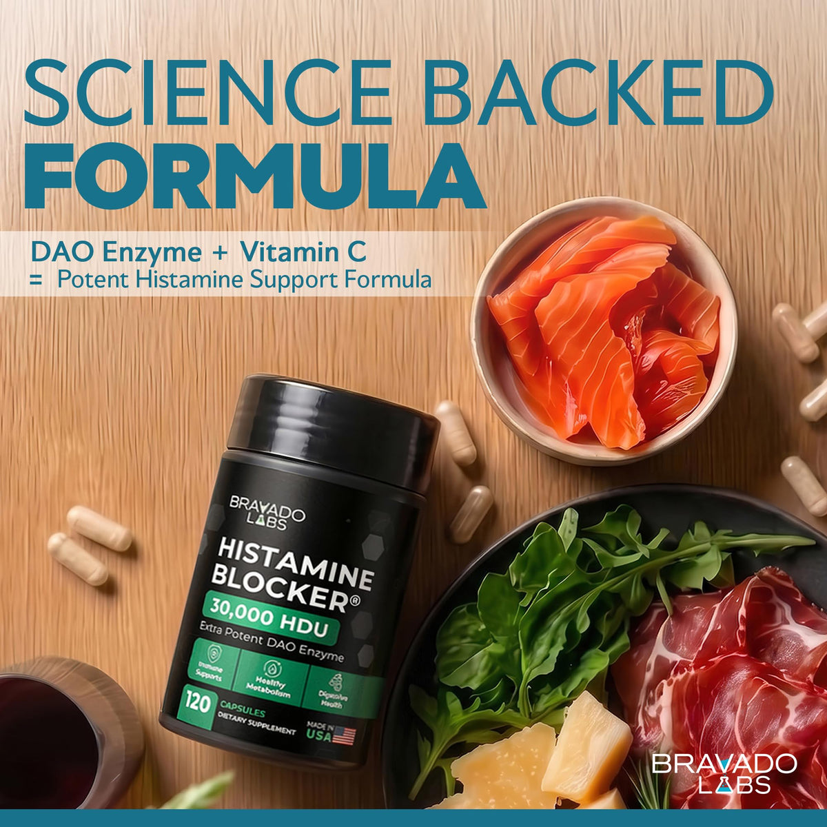 Bravado Labs DAO Enzyme 30 000 HDU étiquette de dosage