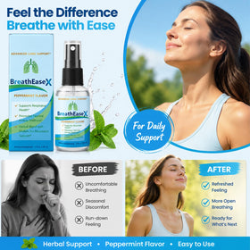 Breatheasex Spray Pulmonaire 30ml à côté d'un sac à main