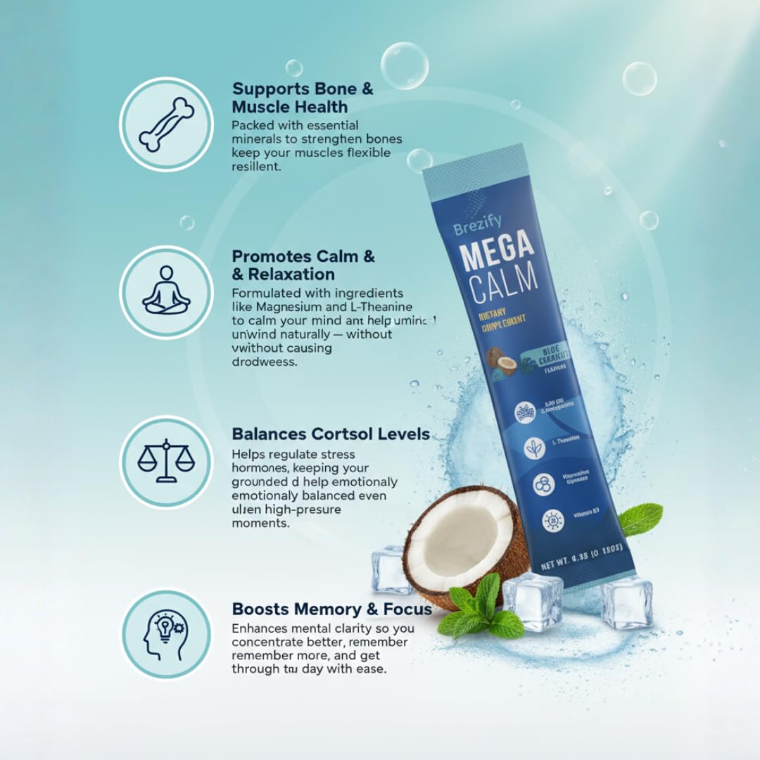 Brezify MegaCalm en poudre dans un verre d'eau